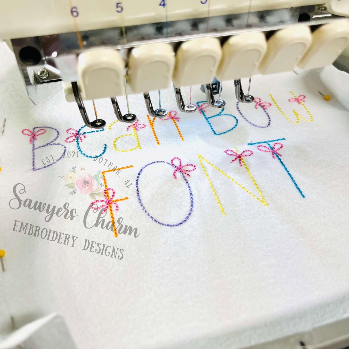 Bean Bow Bean stitch machine embroidery font, lower & uppercase letters, 9 sizes, BX included, perfect for monograms, quick stitch, coquette