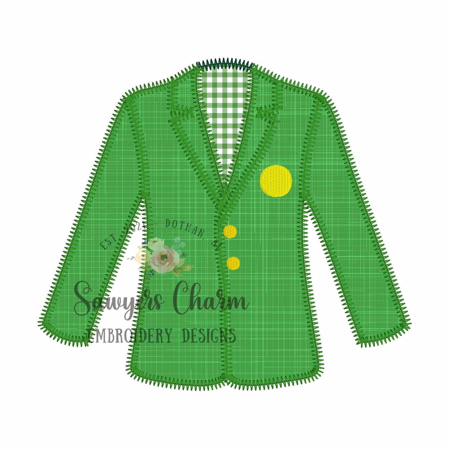 BUNDLE Green jacket bean and zigzag stitch machine applique, embroidery design, spring sports, masters tournament, golfer sports coat