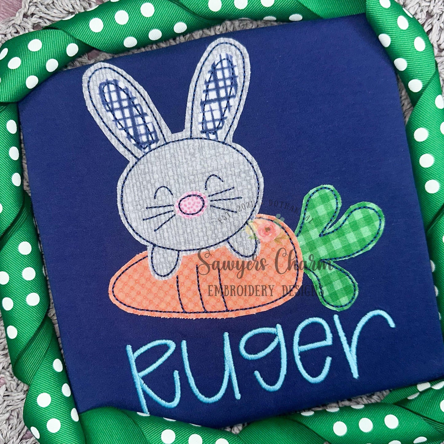 BUNDLE Bunny rabbit with carrot with/without bow bean & zig zag stitch machine applique embroidery design, Easter, spring garden, coquette