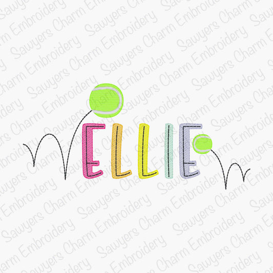 BUNDLE Mini fill & sketch bouncing tennis ball machine embroidery design, quick stitch, spring summer sports, perfect for monograms, court