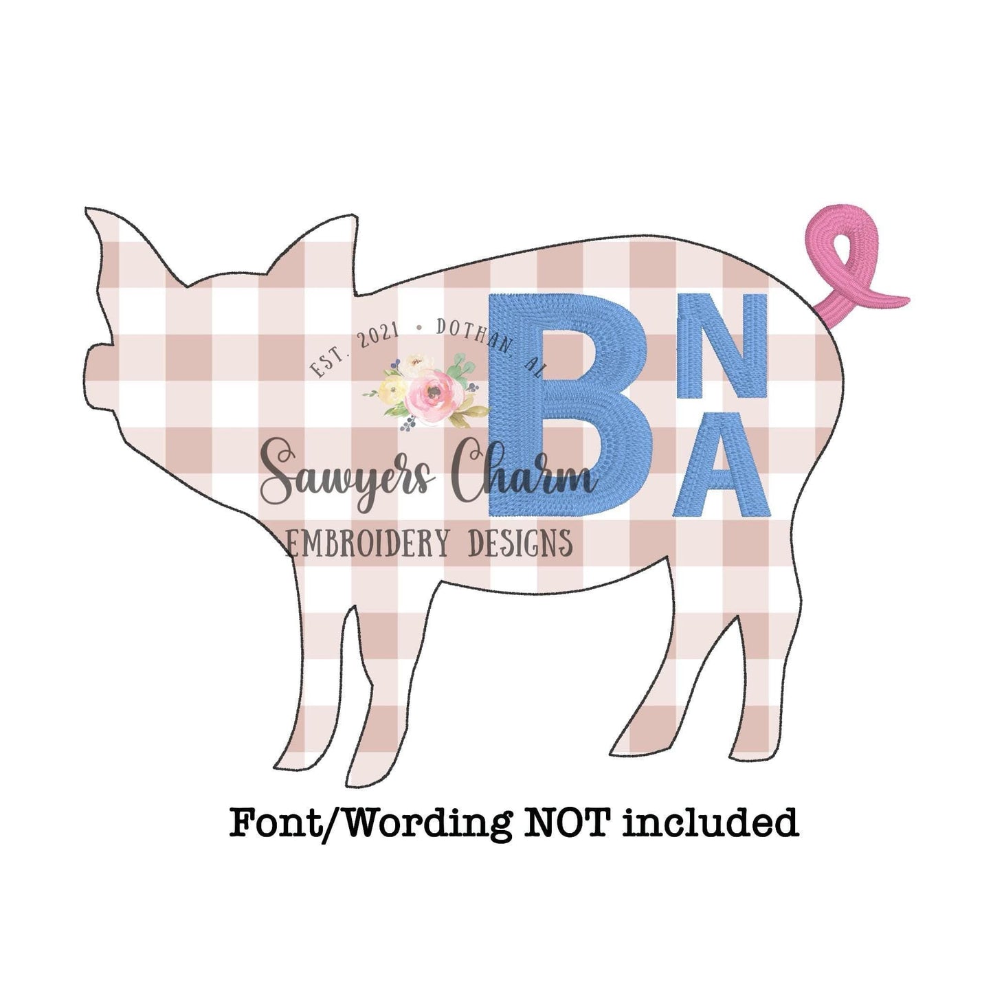 BUNDLE Pig bean stitch machine applique embroidery design file, spring farm animal, with/without coquette bow, oink, mud, pig pen, hog