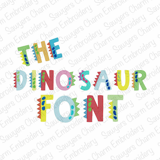 Dinosaur sketch stitch machine embroidery font, bean stitch details, 6 sizes, BX included, perfect for monograms, girl & boy, quick stitch