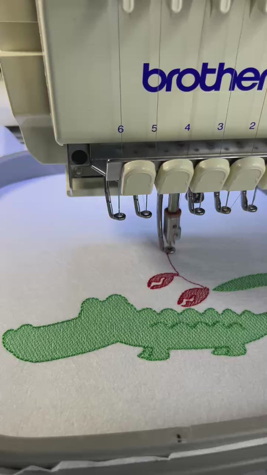Stacked animals sketch stitch trio, machine embroidery design, alligator, crawfish, pelican, beach summer vacay