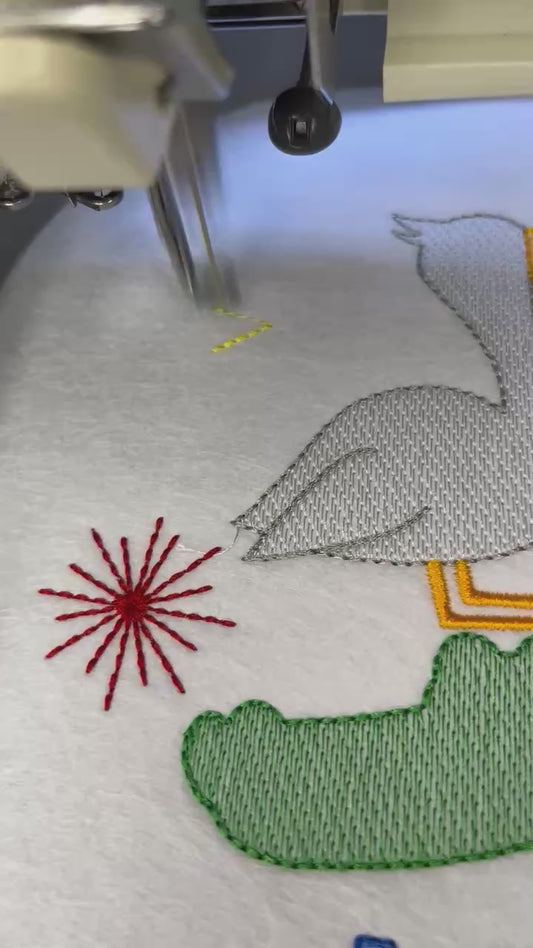 Patriotic pelican, crayfish, alligator trio with sparklers sketch stitch machine embroidery design, Fourth of July, Memorial Day